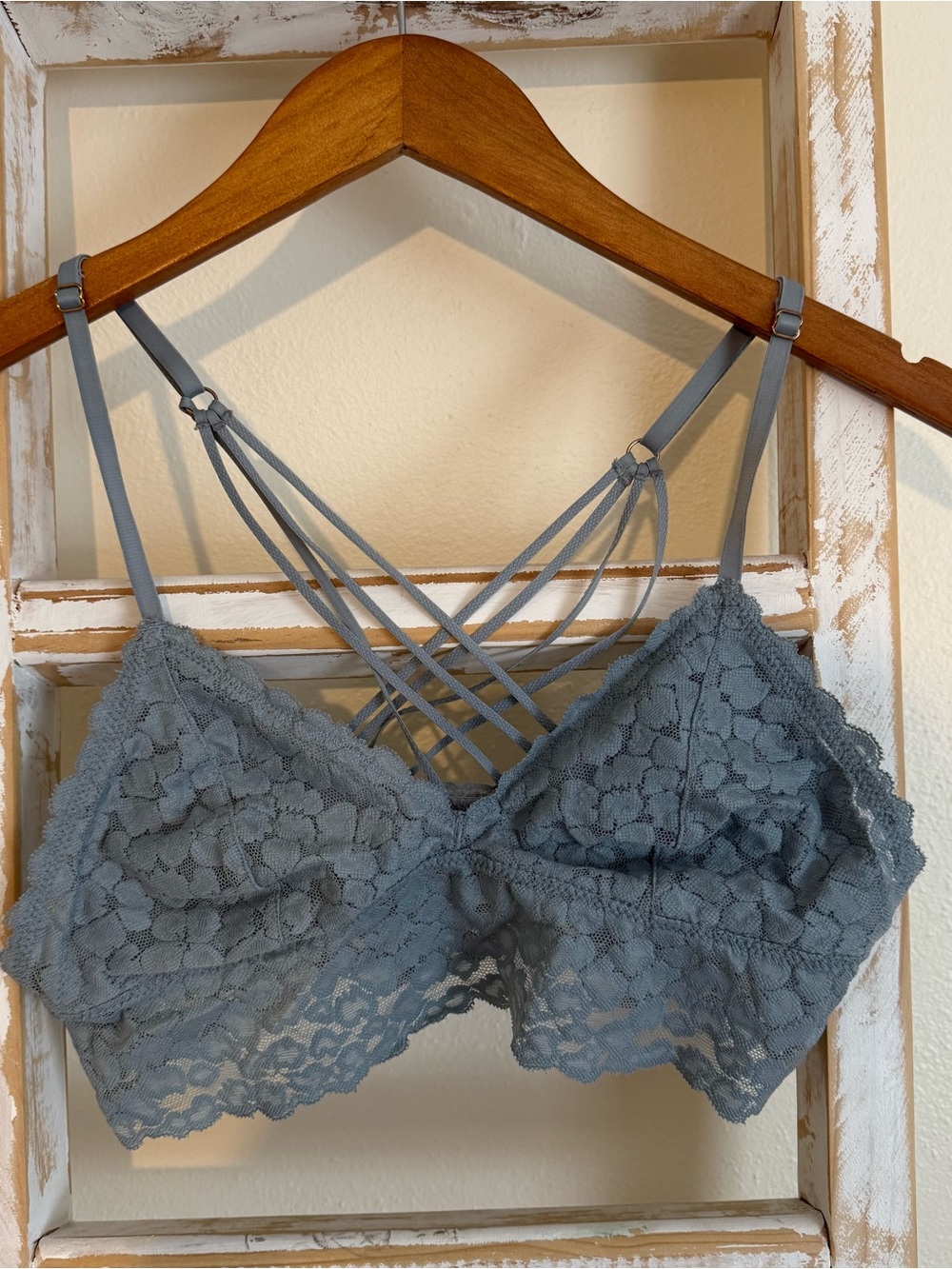 Aerie Lace Strappy Grey Bralette Size S